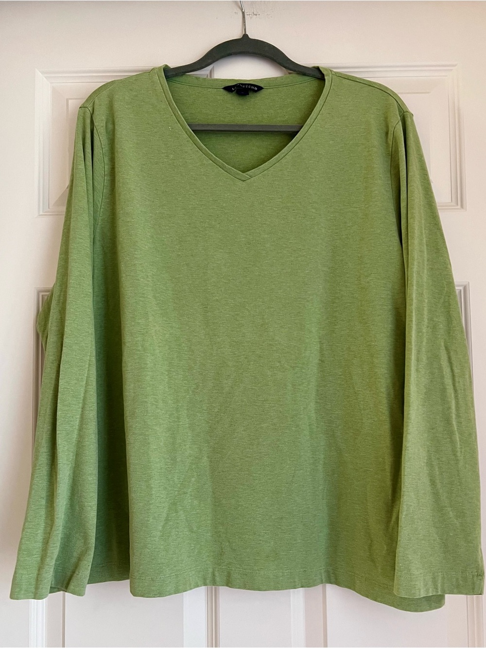 Lands End Light Green V-Neck Long Sleeve Top